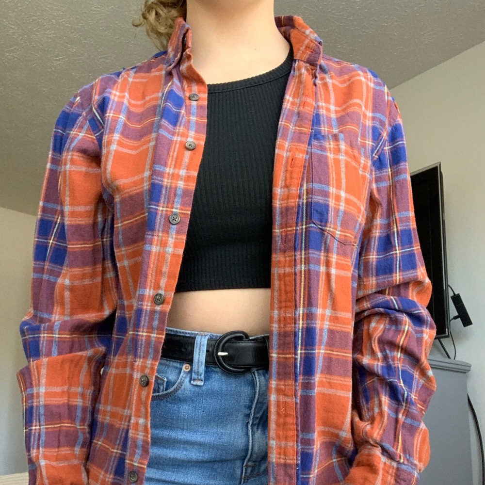 Orange and blue flannel